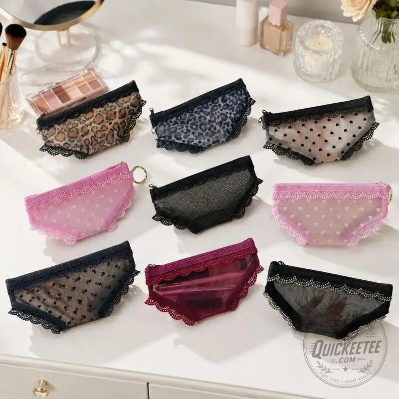 Y2K Lace Heart Panties Shaped Mesh Cosmetic Bag with Zipper Closure 29 Y2K Lace Heart Panties Shaped Mesh Cosmetic Bag with Zipper Closure