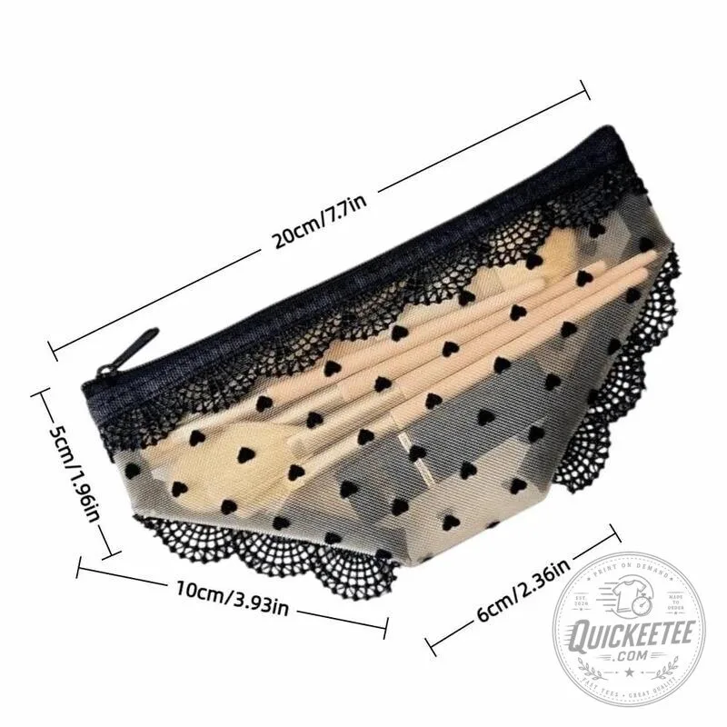 Y2K Lace Heart Panties Shaped Mesh Cosmetic Bag with Zipper Closure 31 Y2K Lace Heart Panties Shaped Mesh Cosmetic Bag with Zipper Closure