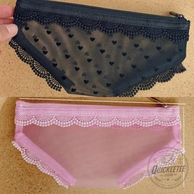 Y2K Lace Heart Panties Shaped Mesh Cosmetic Bag with Zipper Closure 39 Y2K Lace Heart Panties Shaped Mesh Cosmetic Bag with Zipper Closure