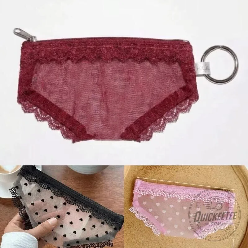 Y2K Lace Heart Panties Shaped Mesh Cosmetic Bag with Zipper Closure 45 Y2K Lace Heart Panties Shaped Mesh Cosmetic Bag with Zipper Closure