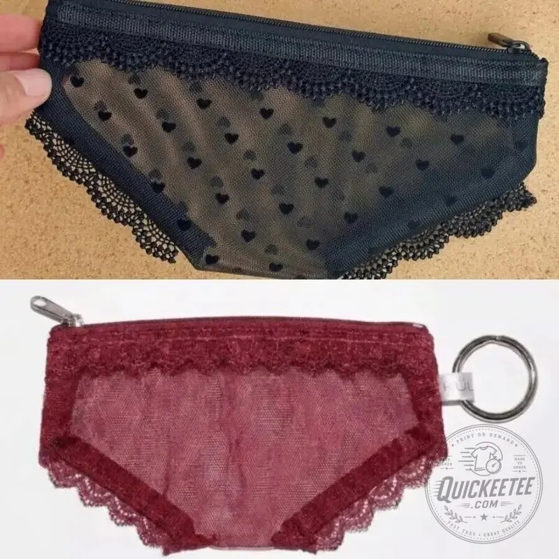 Y2K Lace Heart Panties Shaped Mesh Cosmetic Bag with Zipper Closure 46 Y2K Lace Heart Panties Shaped Mesh Cosmetic Bag with Zipper Closure