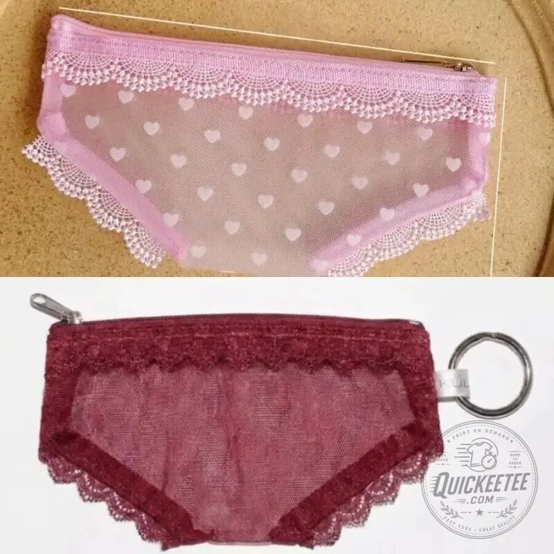 Y2K Lace Heart Panties Shaped Mesh Cosmetic Bag with Zipper Closure 47 Y2K Lace Heart Panties Shaped Mesh Cosmetic Bag with Zipper Closure