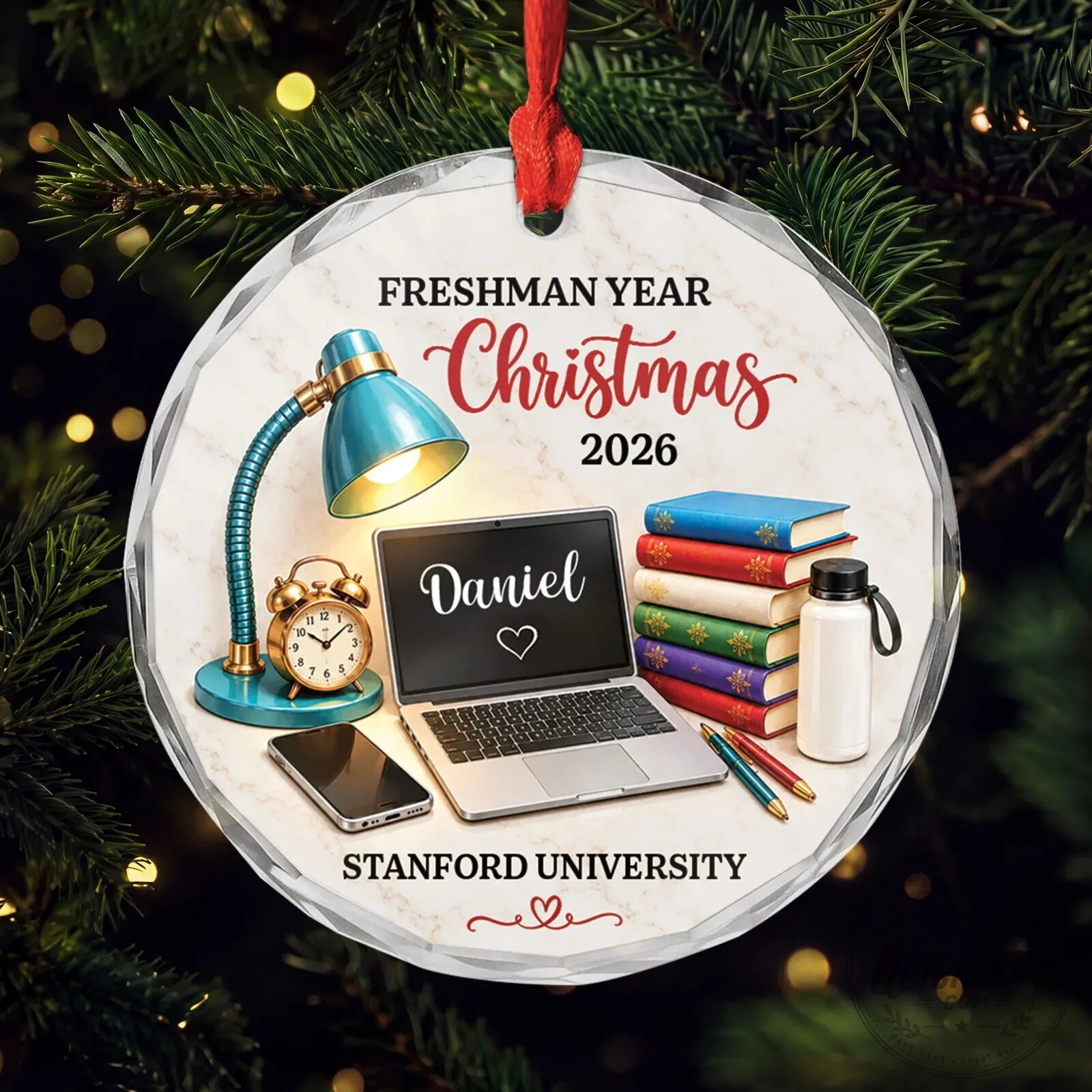 Personalized Freshman Year Christmas 2026 Stanford University Student Ornament