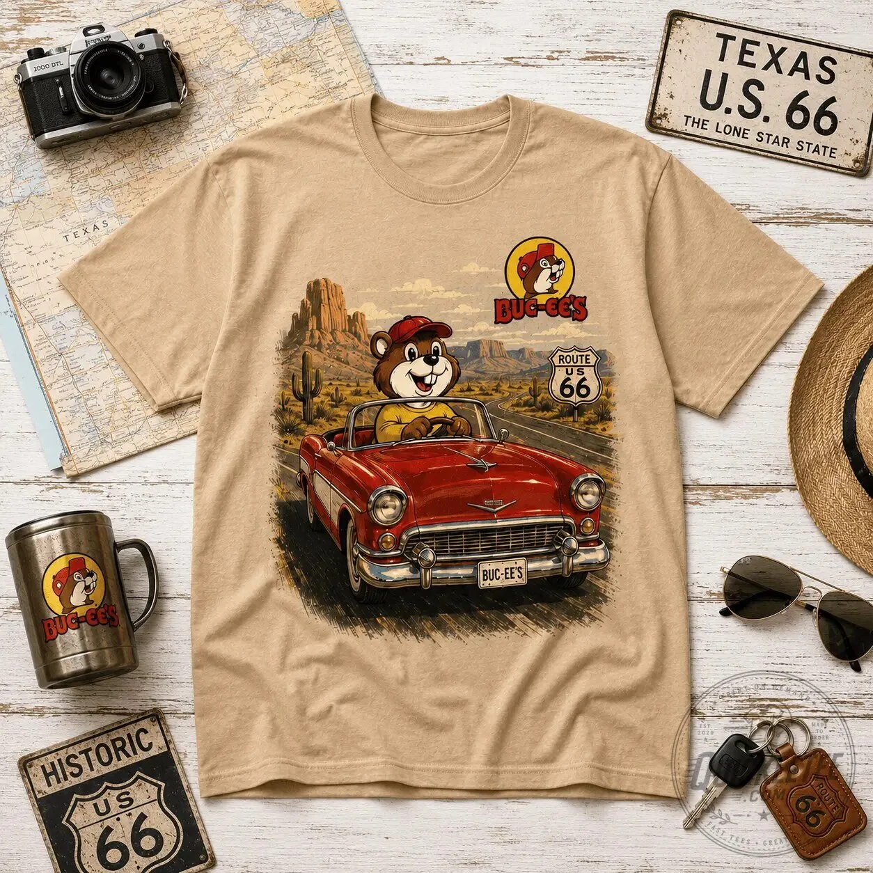 Buc-ee's Road Trip Adventure Route 66 Texas Travel Graphic T-Shirt 10 Buc-ee