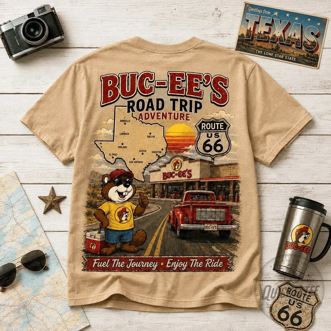 Buc-ee's Road Trip Adventure Route 66 Texas Travel Graphic T-Shirt 11 Buc-ee