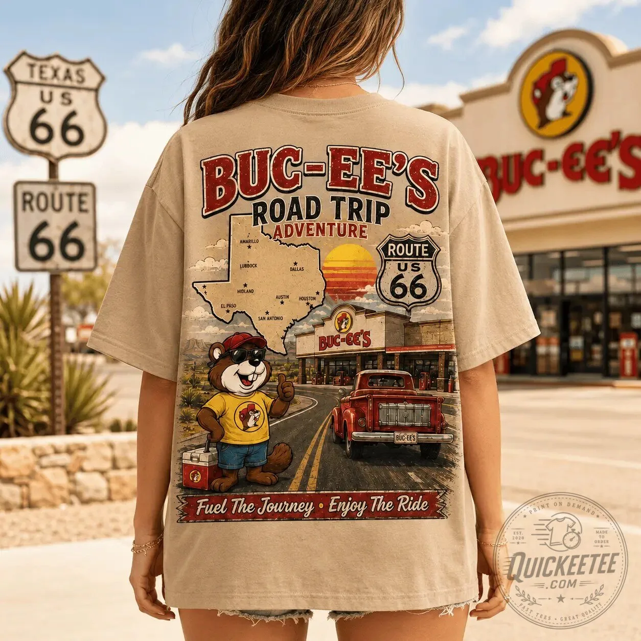 Buc-ee's Road Trip Adventure Route 66 Texas Travel Graphic T-Shirt 13 Buc-ee
