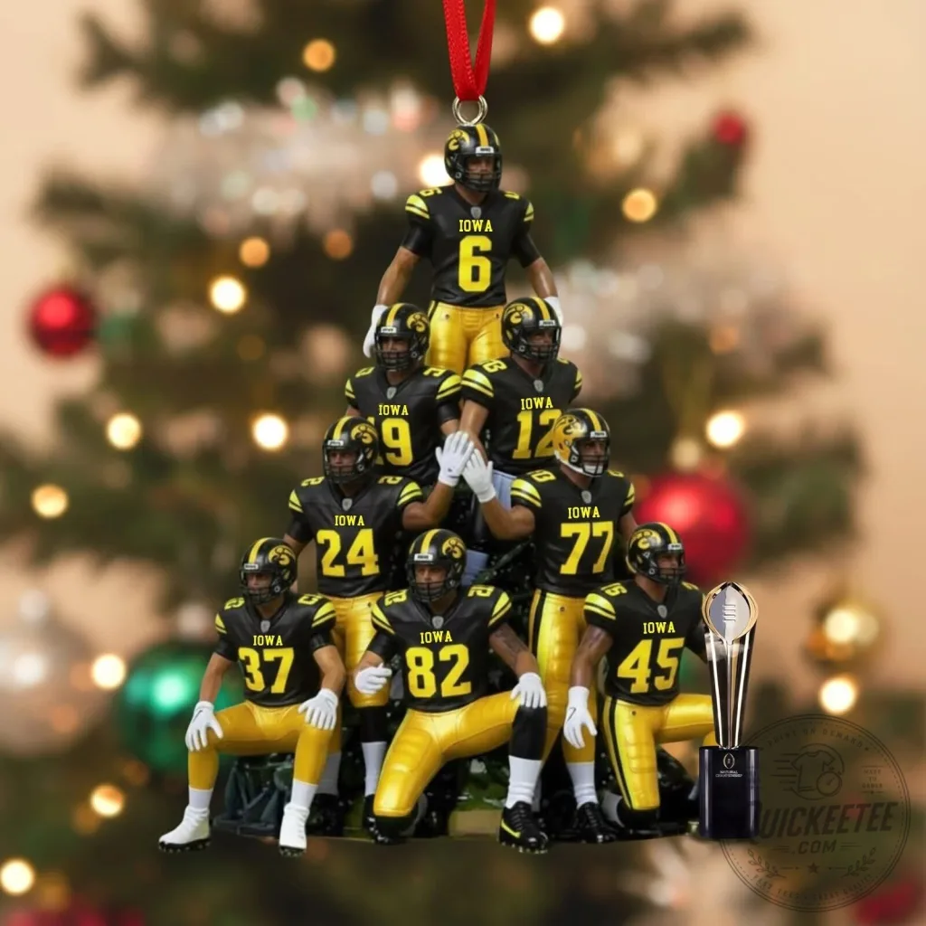Iowa Hawkeyes Football Team Christmas Tree Stacked Players Ornament Iowa Hawkeyes Football Team Christmas Tree Stacked Players Ornament
