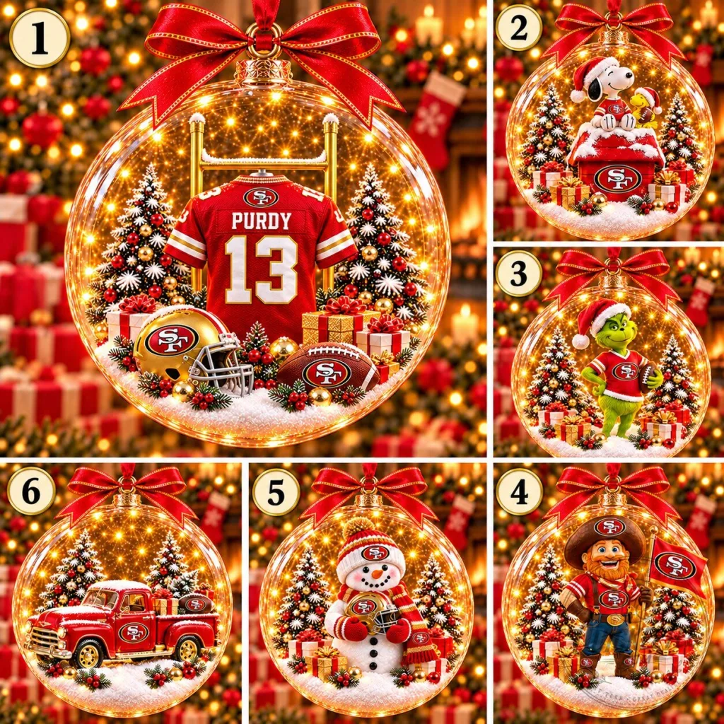 San Francisco 49ers Brock Purdy Christmas Tree Ball Ornament San Francisco 49ers Brock Purdy Christmas Tree Ball Ornament
