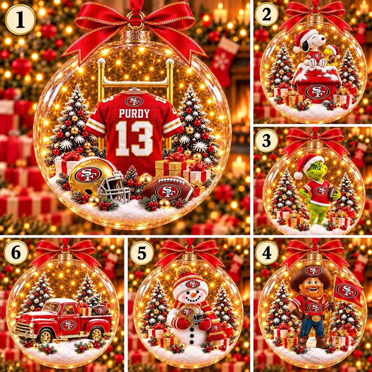 San Francisco 49ers Brock Purdy Christmas Tree Ball Ornament 3 San Francisco 49ers Brock Purdy Christmas Tree Ball Ornament
