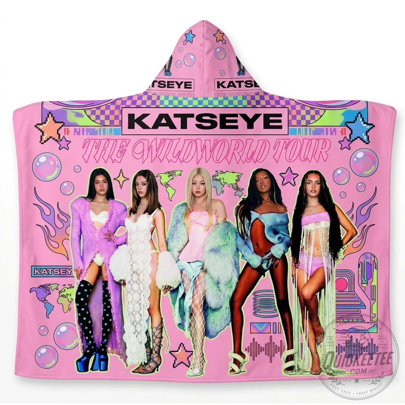 Katseye The Wildworld Tour Hooded Blanket for Music Fans 6 Katseye The Wildworld Tour Hooded Blanket for Music Fans