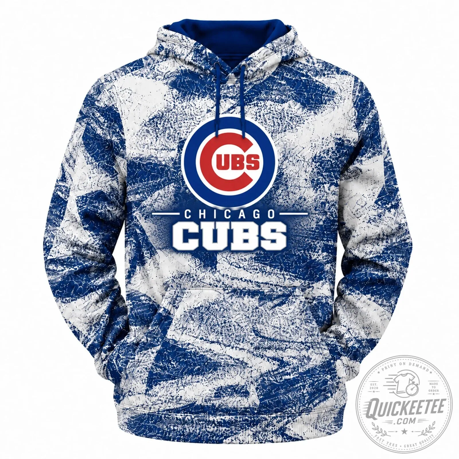 Chicago Cubs Major League Baseball Distressed Blue and White Fan Hoodie