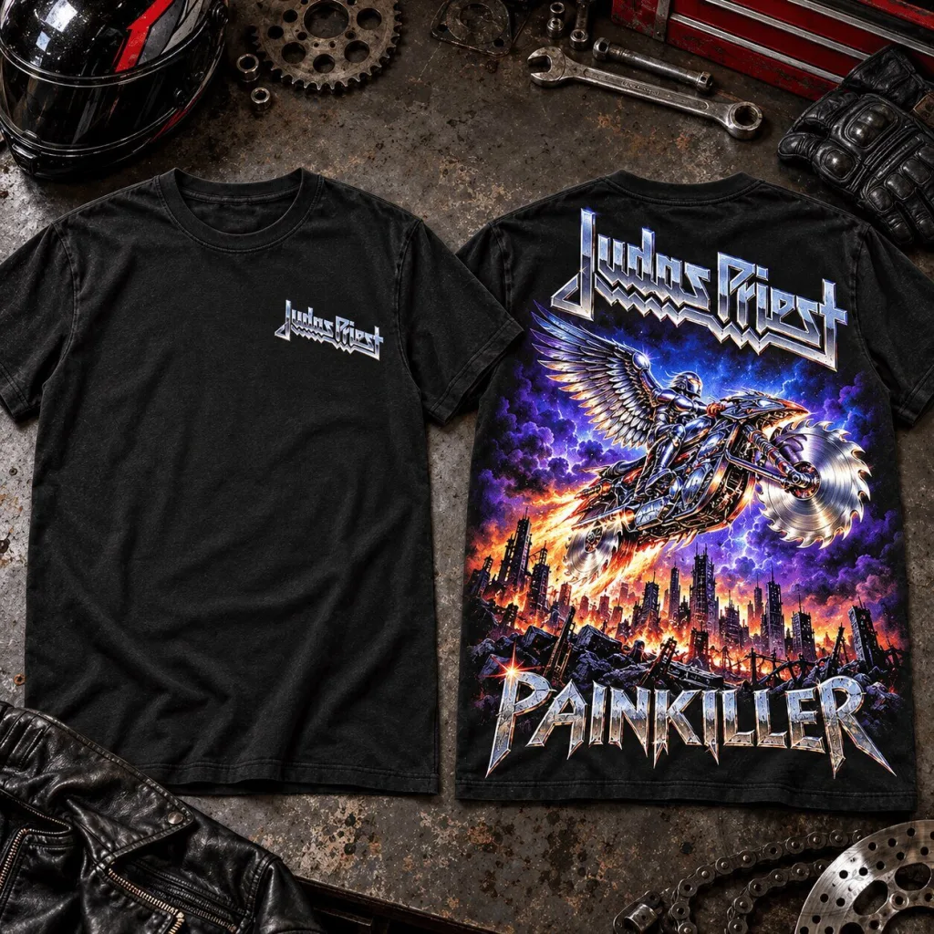 Judas Priest Painkiller Winged Biker Heavy Metal Band Music T-Shirt Judas Priest Painkiller Winged Biker Heavy Metal Band Music T-Shirt