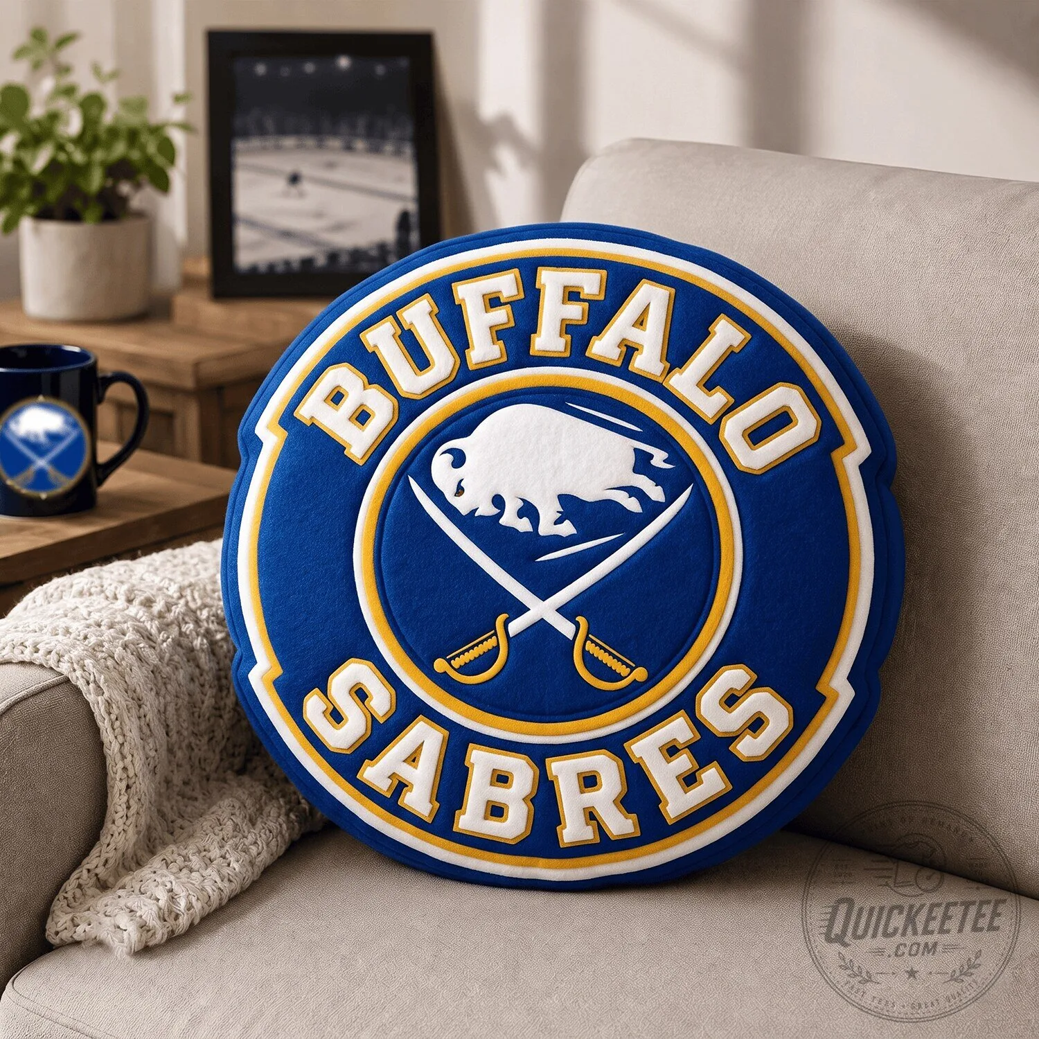 Buffalo Sabres NHL Hockey Team Logo Round Throw Pillow Cushion